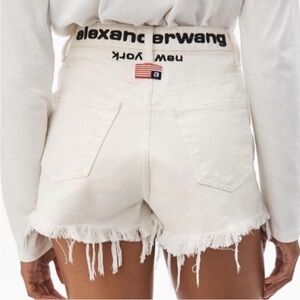 ALEXANDER WANG Runway Bite Flip Fold Over Embroidered Distressed Denim Shorts ❤️